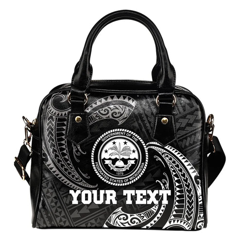 Federated States Of Micronesia Custom Personalised Shoulder Handbag - White Tribal Wave