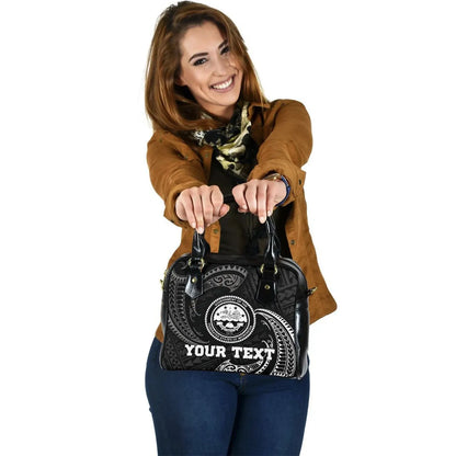 Federated States Of Micronesia Custom Personalised Shoulder Handbag - White Tribal Wave
