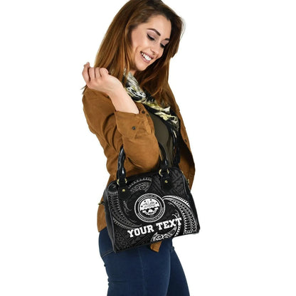 Federated States Of Micronesia Custom Personalised Shoulder Handbag - White Tribal Wave
