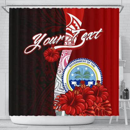 Federated States Of Micronesia Custom Personalised Shower Curtain - Coat Of Arm With Hibiscus