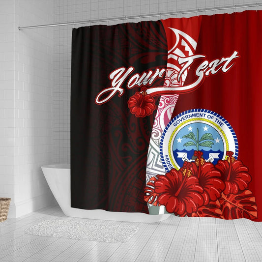 Federated States Of Micronesia Custom Personalised Shower Curtain - Coat Of Arm With Hibiscus