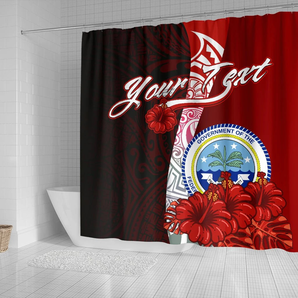 Federated States Of Micronesia Custom Personalised Shower Curtain - Coat Of Arm With Hibiscus