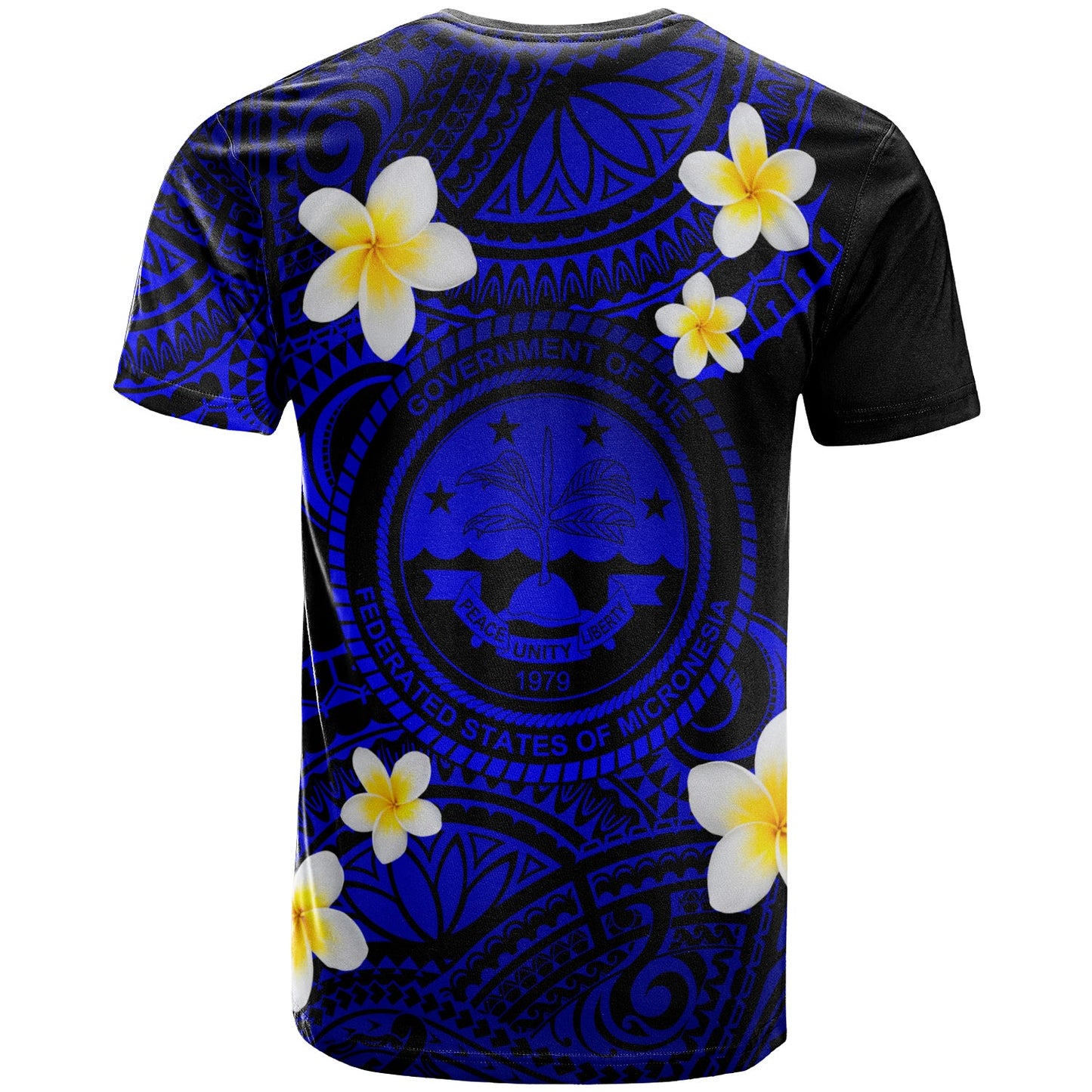 Federated States of Micronesia Custom Personalised T-Shirt - Plumeria Polynesian Vibe Blue