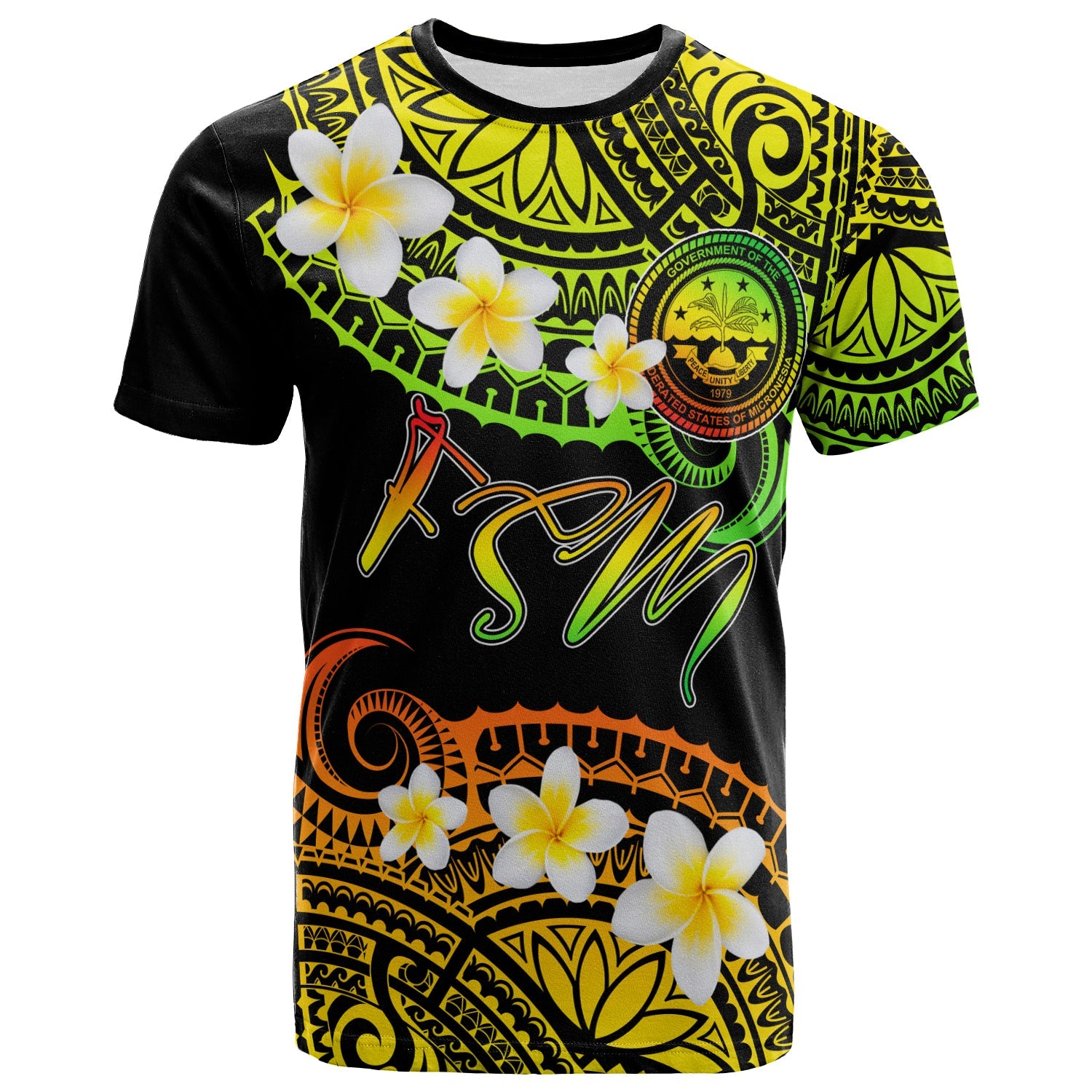 Federated States of Micronesia Custom Personalised T-Shirt - Plumeria Polynesian Vibe Reggae