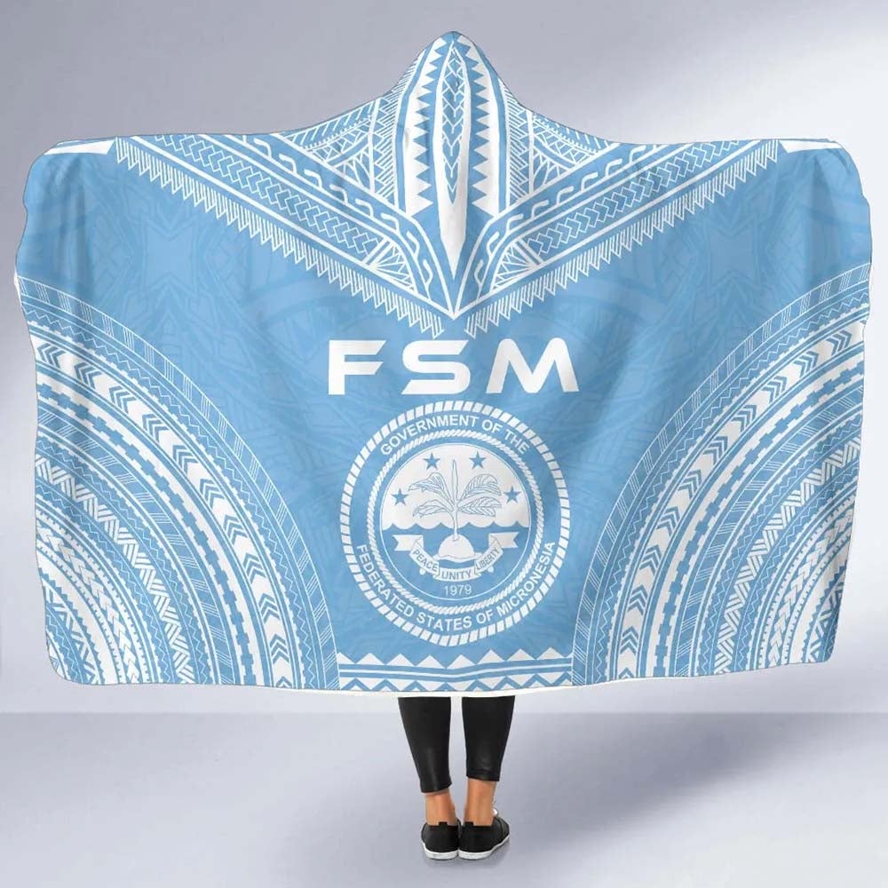 Federated States Of Micronesia Flag Polynesian Chief Hooded Blanket
