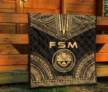 Federated States Of Micronesia Premium Quilt - FSM Seal Polynesian Chief Gold Version