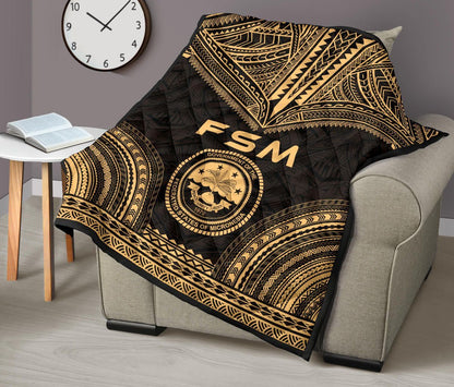 Federated States Of Micronesia Premium Quilt - FSM Seal Polynesian Chief Gold Version