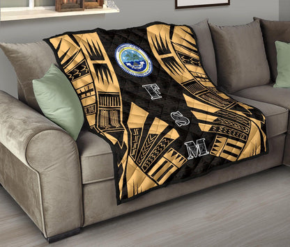 Federated States Of Micronesia Premium Quilt - Federated States Of Micronesia Seal Polynesian Gold Tattoo