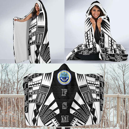 Federated States of Micronesia Hooded Blanket - Polynesian Tattoo Black