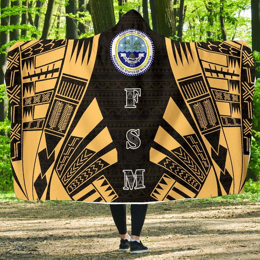 Federated States of Micronesia Hooded Blanket - Polynesian Tattoo Gold