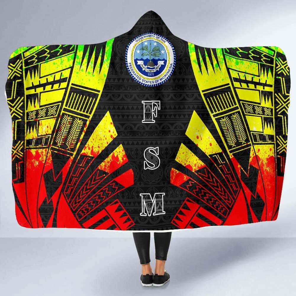 Federated States of Micronesia Hooded Blanket - Polynesian Tattoo Reggae