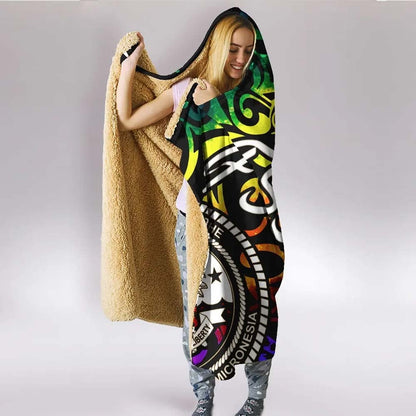 Federated States of Micronesia Hooded Blanket - Rainbow Polynesian Pattern