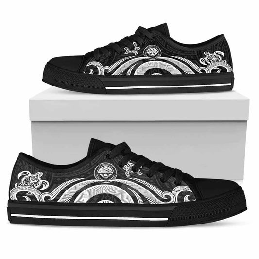 Federated States of Micronesia Low Top Canvas Shoes - White Tentacle Turtle