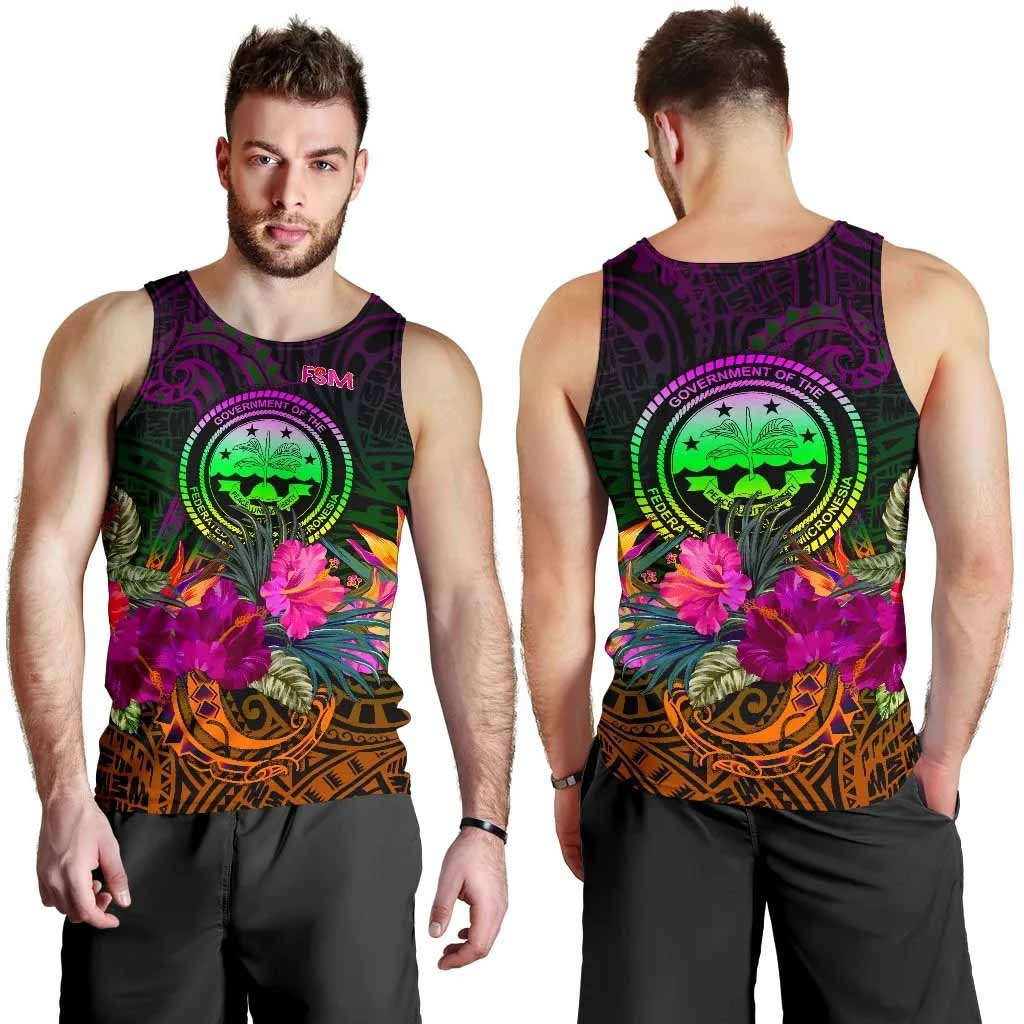 Federated States of Micronesia Men Tank Top - Summer Hibiscus