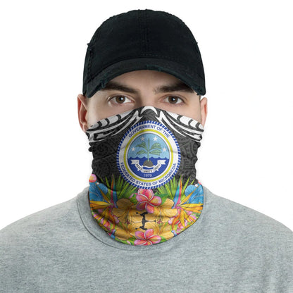 Federated States of Micronesia Neck Gaiter - Tribal Floral Pattern