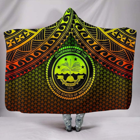 Federated States of Micronesia Personalised Hooded Blankets - Reggae Vintage Polynesian Patterns