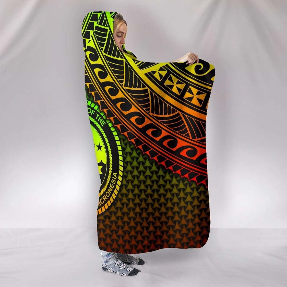 Federated States of Micronesia Personalised Hooded Blankets - Reggae Vintage Polynesian Patterns