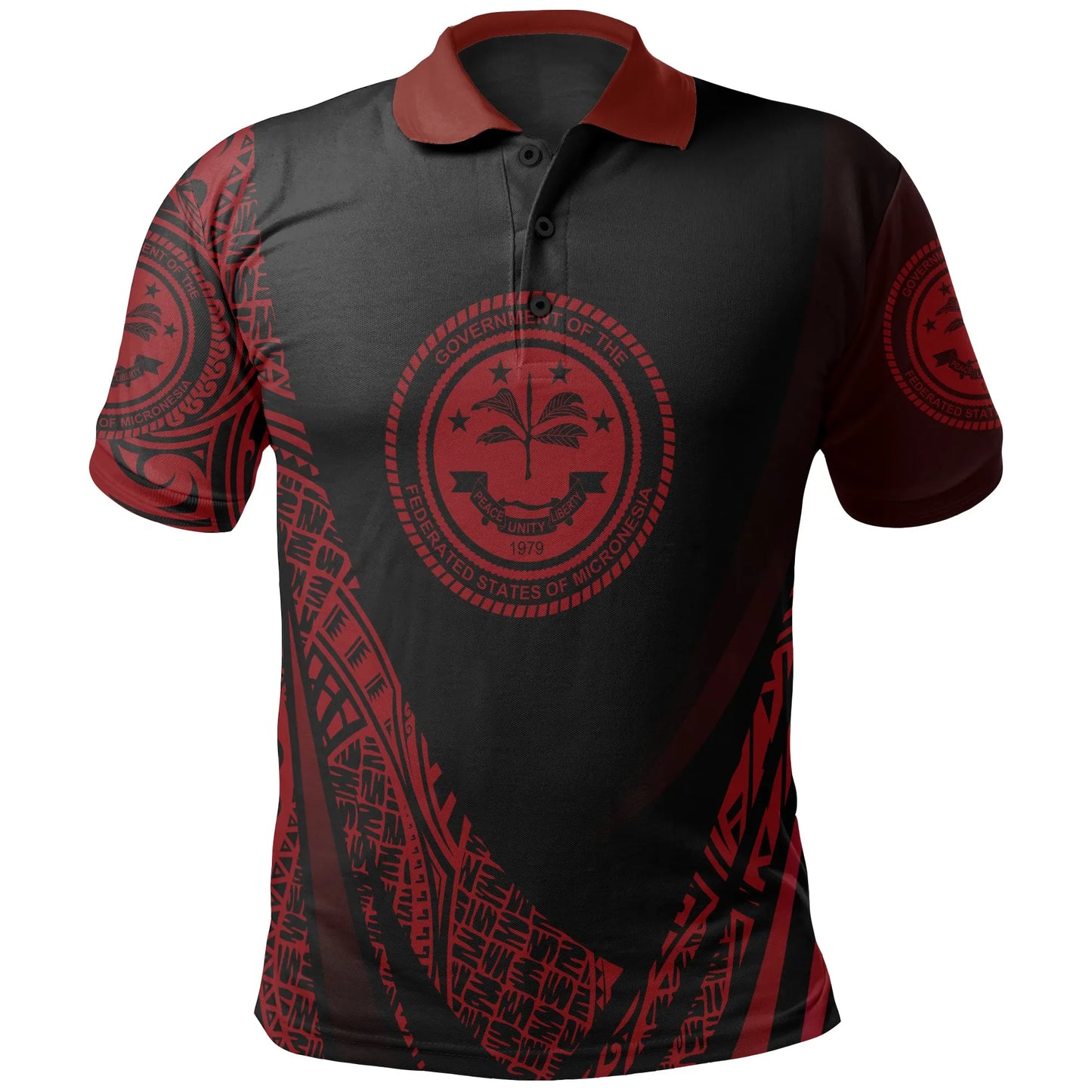 Federated States of Micronesia Polo Shirt - Red Polynesian Patterns Sport Style