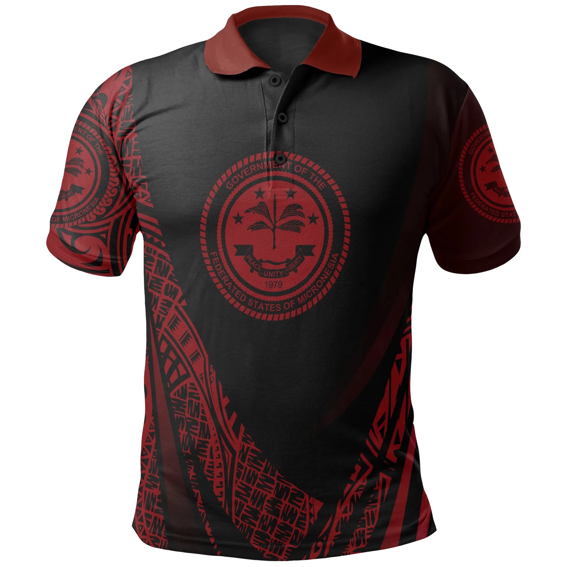 Federated States of Micronesia Polo Shirt - Red Polynesian Patterns Sport Style