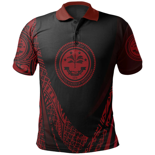 Federated States of Micronesia Polo Shirt - Red Polynesian Patterns Sport Style