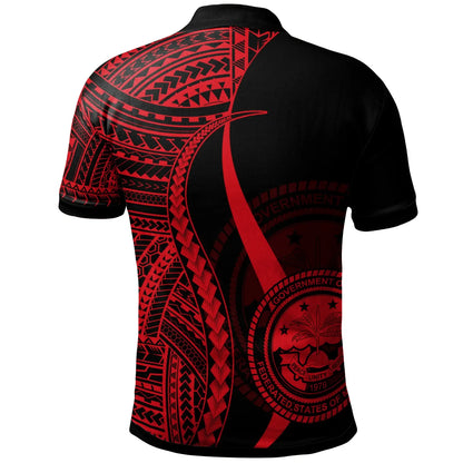 Federated States of Micronesia Polo Shirt Red - Polynesian Tentacle Tribal Pattern