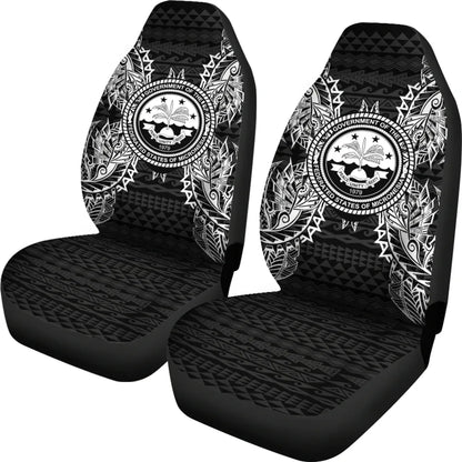 Federated States Of Micronesia Polynesia Car Seat Cover - FSM Seal Map Black
