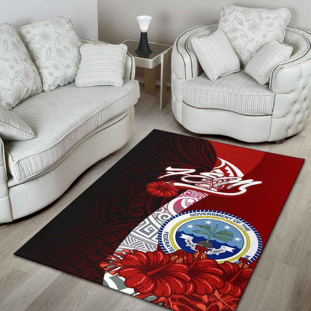 Federated States Of Micronesia Polynesian Area Rug - Coat Of Arm With Hibiscus