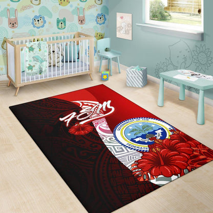 Federated States Of Micronesia Polynesian Area Rug - Coat Of Arm With Hibiscus