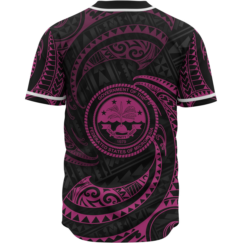 Federated States Of Micronesia Polynesian Baseball Shirt - Pink Tribal Wave