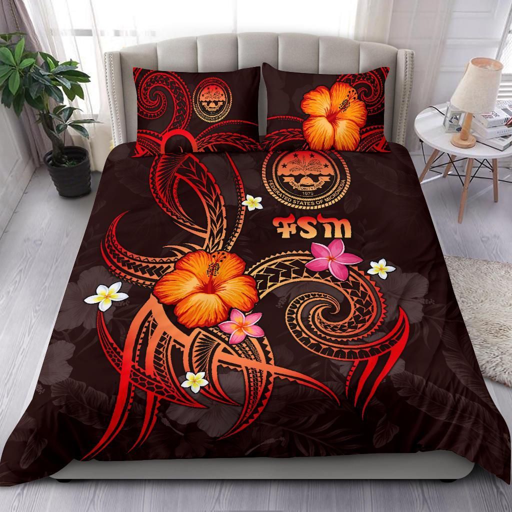Federated States Of Micronesia Polynesian Bedding Set - Legend Of FSM (Red)