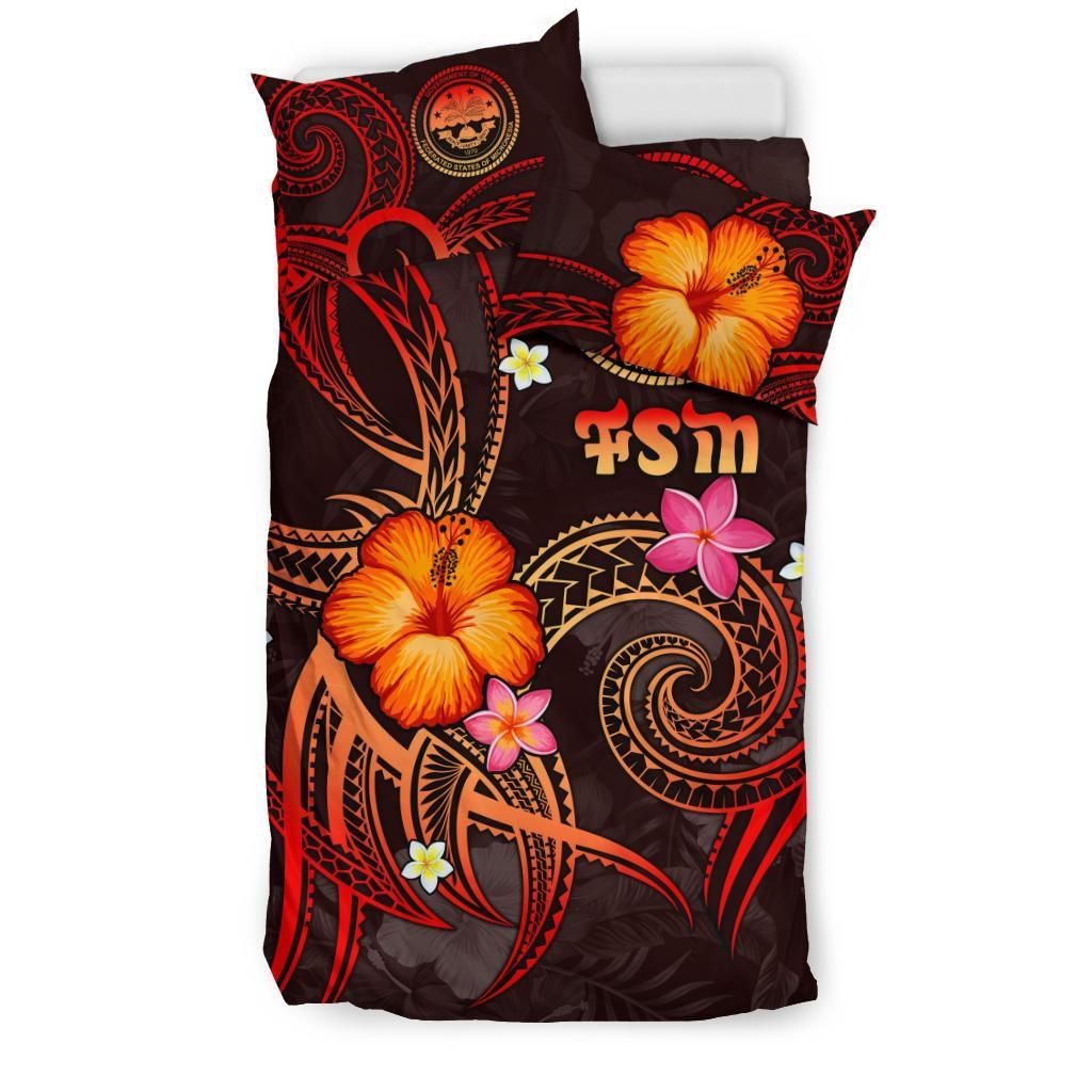 Federated States Of Micronesia Polynesian Bedding Set - Legend Of FSM (Red)