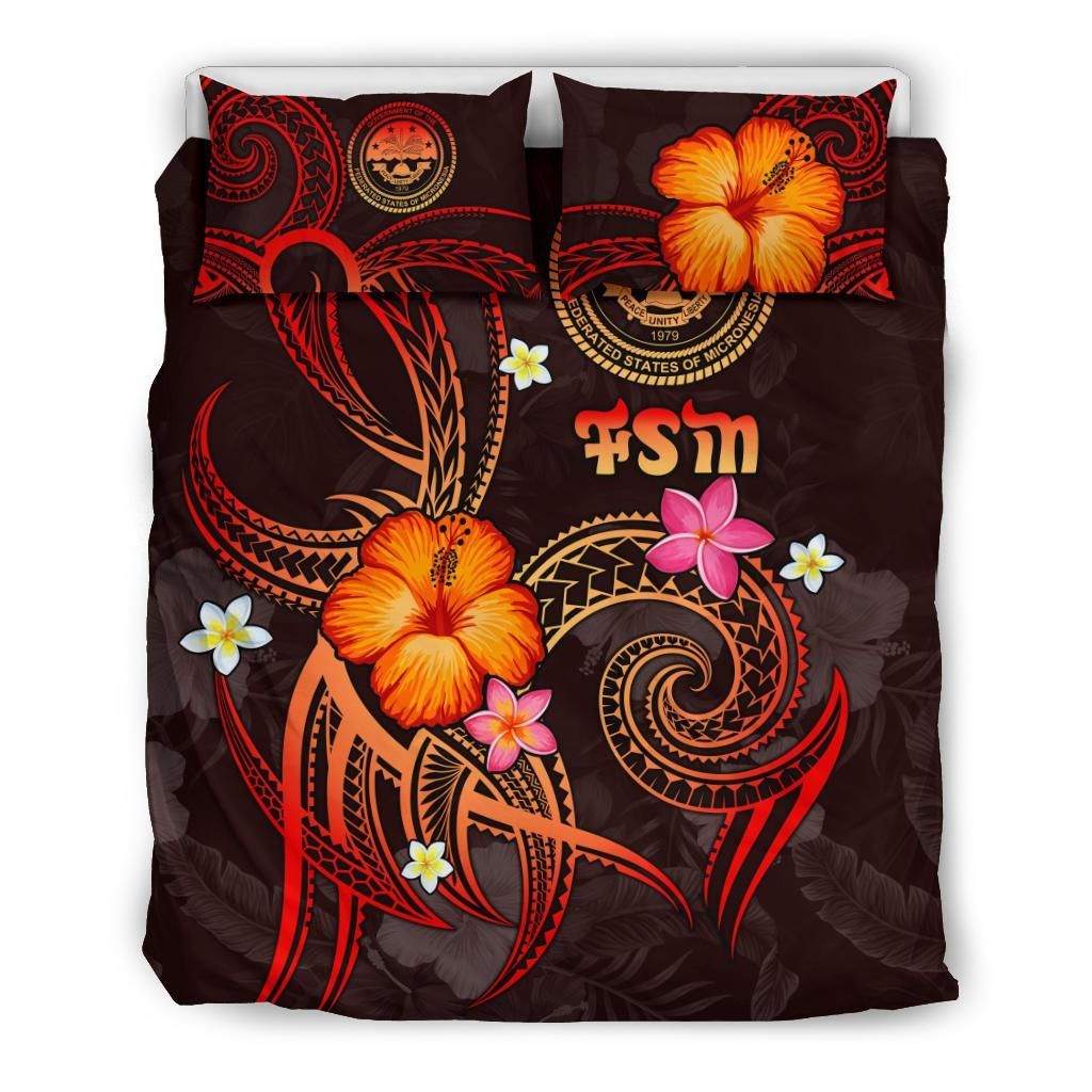 Federated States Of Micronesia Polynesian Bedding Set - Legend Of FSM (Red)