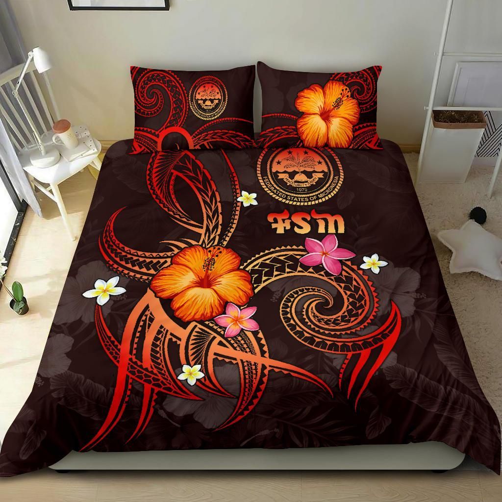 Federated States Of Micronesia Polynesian Bedding Set - Legend Of FSM (Red)