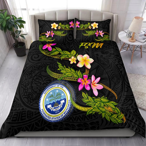 Federated States Of Micronesia Polynesian Bedding Set - Plumeria Tribal