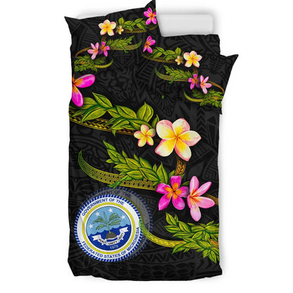 Federated States Of Micronesia Polynesian Bedding Set - Plumeria Tribal
