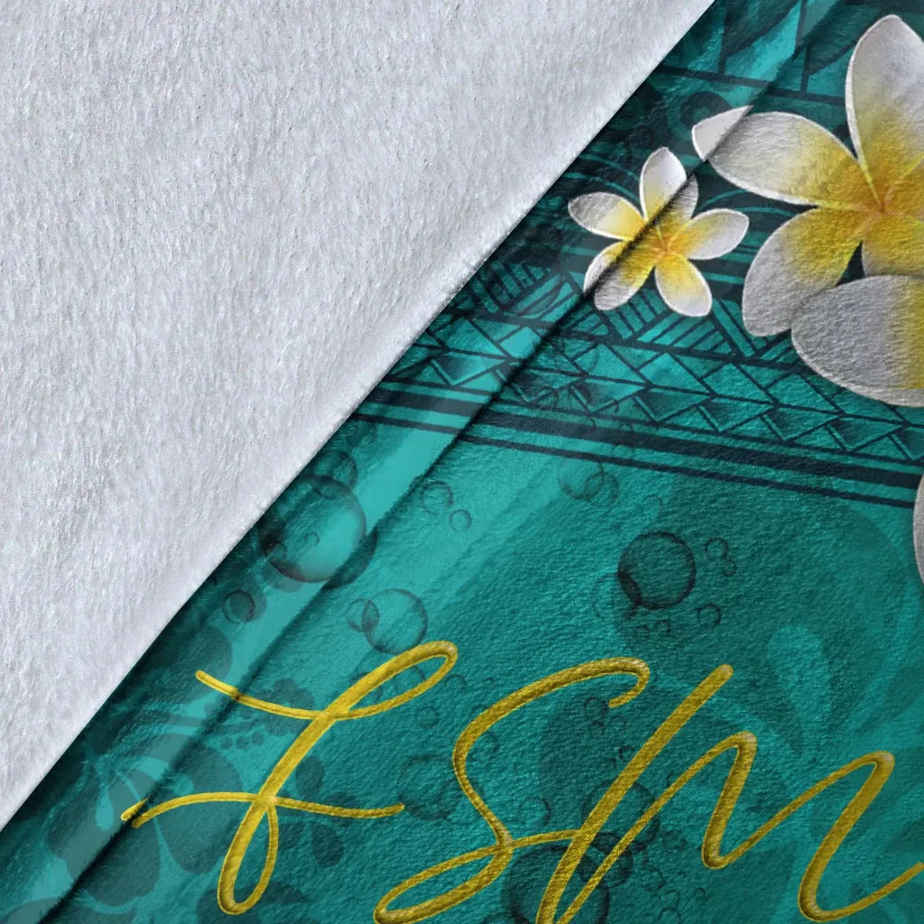Federated States Of Micronesia Polynesian Blanket - Plumeria With Blue Ocean