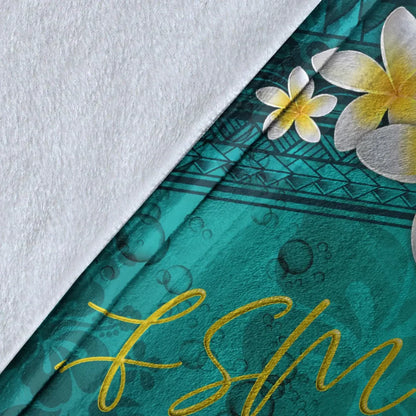 Federated States Of Micronesia Polynesian Blanket - Plumeria With Blue Ocean