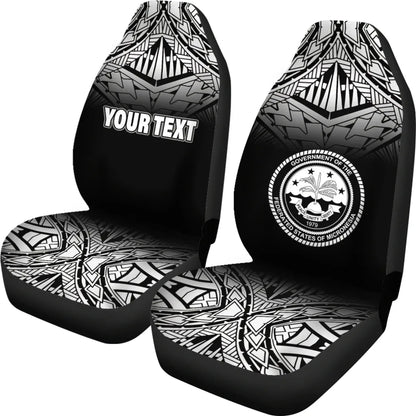 Federated States of Micronesia Car Seat Covers - FSM Seal Polynesian Tattoo Fog Black