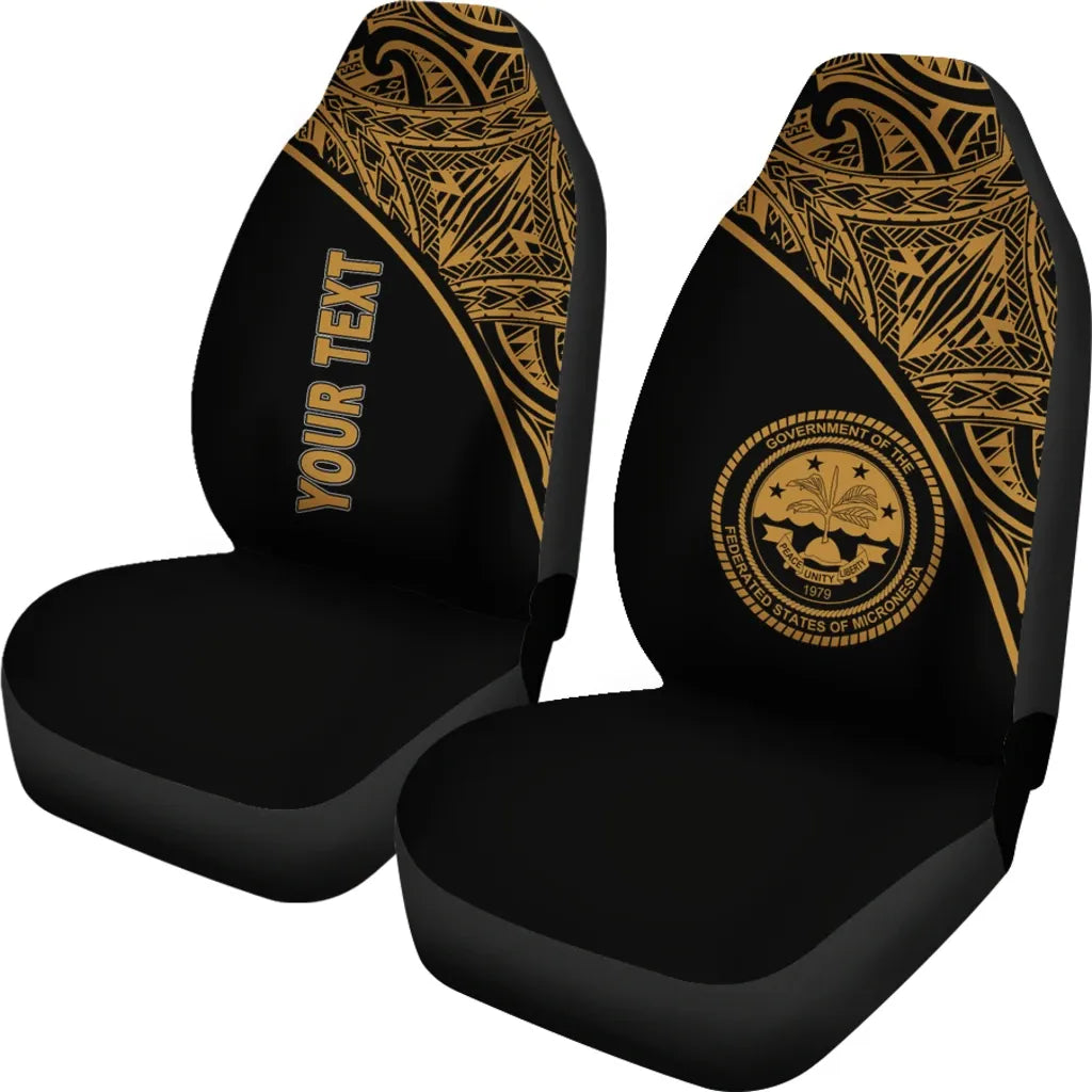 Federated States of Micronesia Car Seat Covers - FSM Seal Polynesian Gold Curve