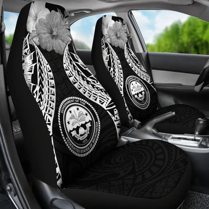 Federated States Of Micronesia Polynesian Car Seat Covers Pride Seal And Hibiscus Black