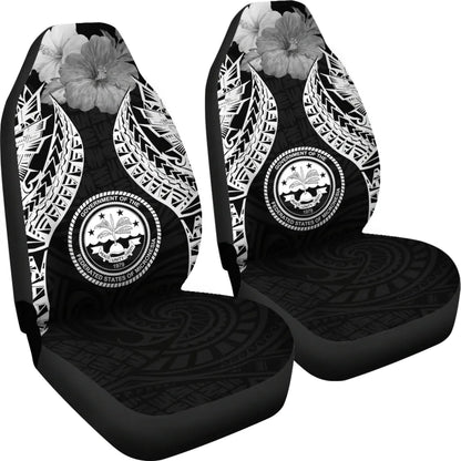 Federated States Of Micronesia Polynesian Car Seat Covers Pride Seal And Hibiscus Black