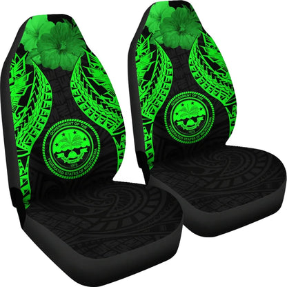 Federated States Of Micronesia Polynesian Car Seat Covers Pride Seal And Hibiscus Green