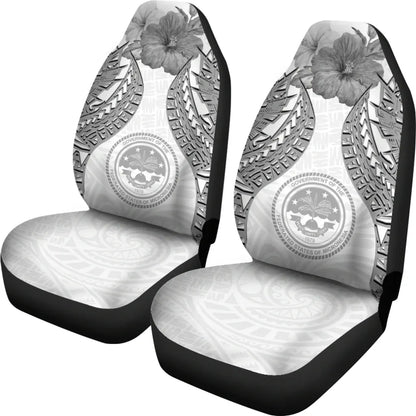 Federated States Of Micronesia Polynesian Car Seat Covers Pride Seal And Hibiscus White