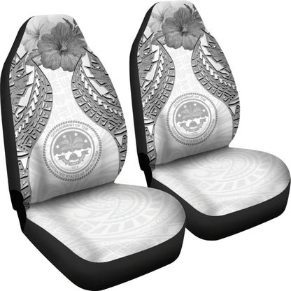 Federated States Of Micronesia Polynesian Car Seat Covers Pride Seal And Hibiscus White