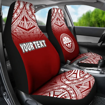 Federated States of Micronesia Car Seat Covers - FSM Seal Polynesian Tattoo Fog Red