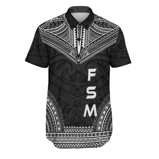 Federated States Of Micronesia Polynesian Chief Short Sleeve Shirt - Black Version