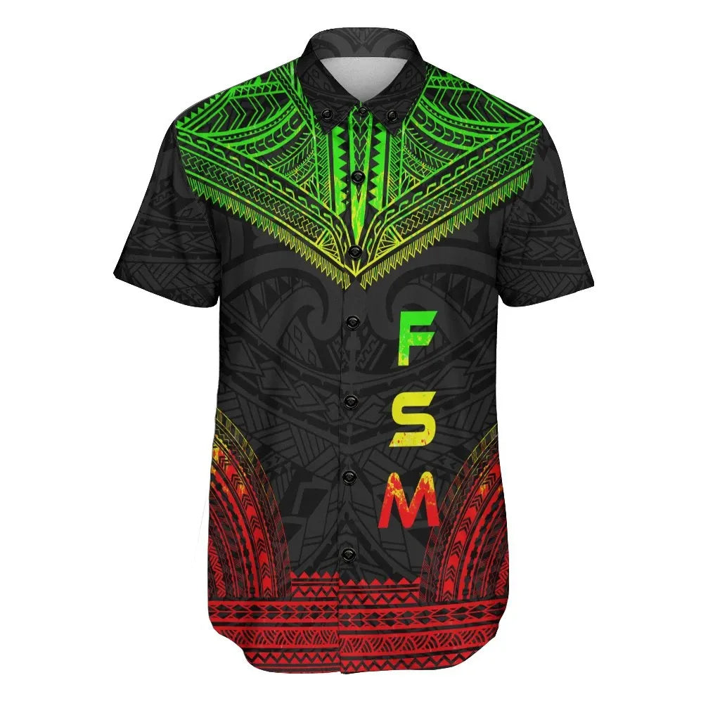 Federated States Of Micronesia Polynesian Chief Short Sleeve Shirt - Reggae Version