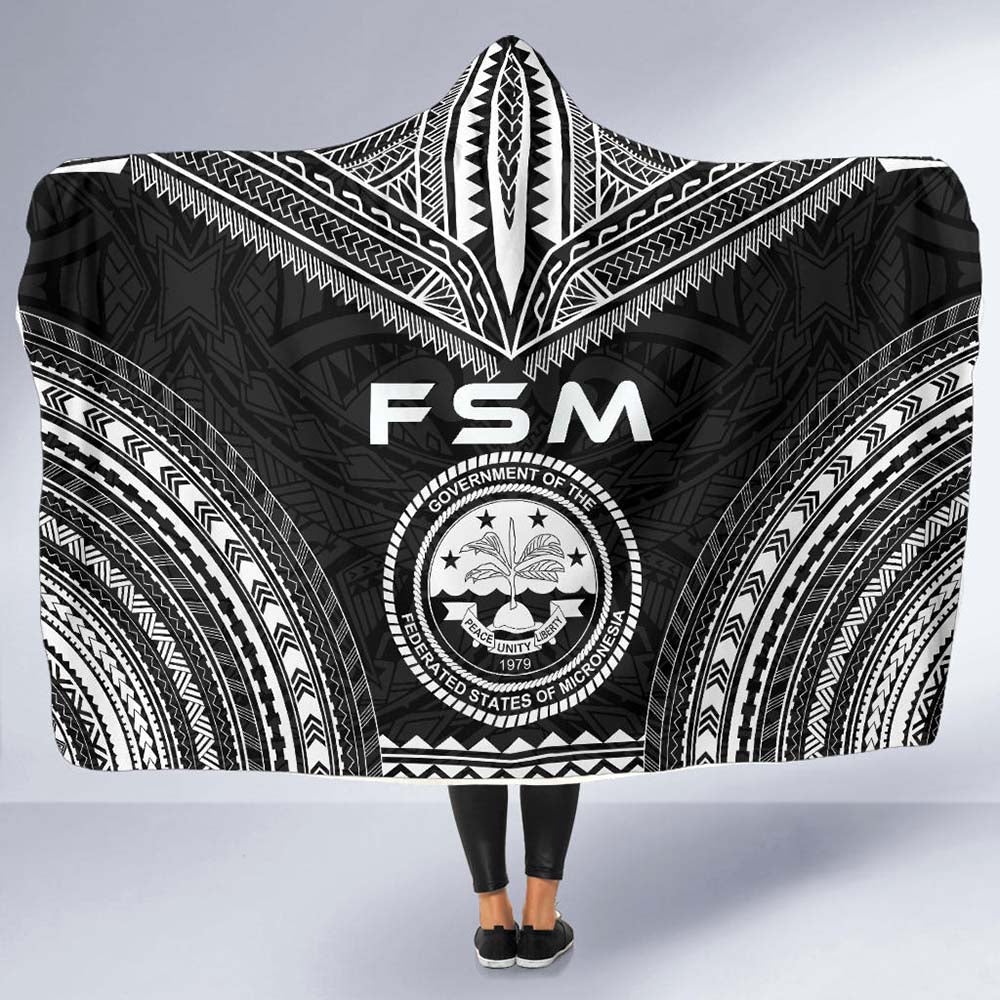 Federated States Of Micronesia Polynesian Chief Hooded Blanket - Black Version
