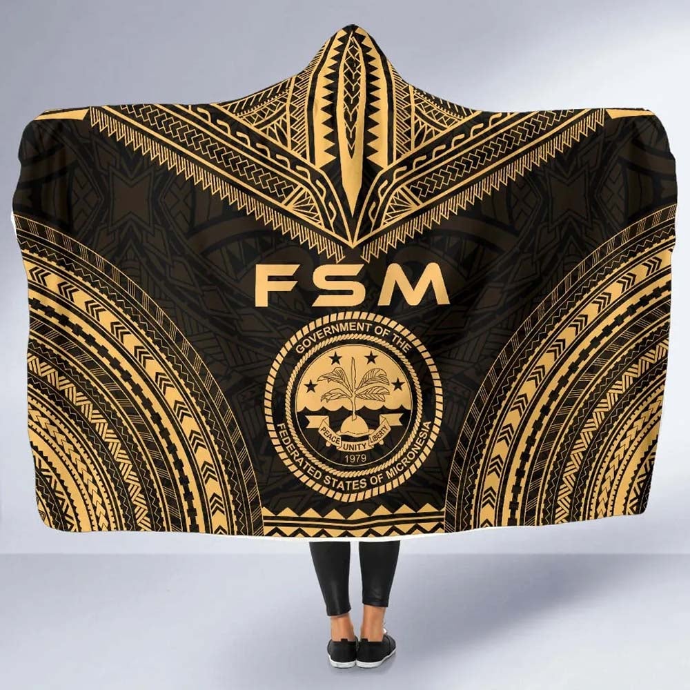 Federated States Of Micronesia Polynesian Chief Hooded Blanket - Gold Version
