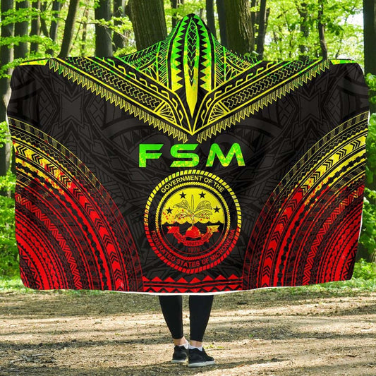Federated States Of Micronesia Polynesian Chief Hooded Blanket - Reggae Version